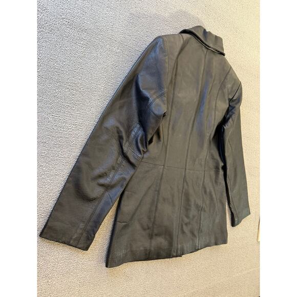 Sonoma Jean Company Small Women's Black Leather Jacket Zipper Closure - Picture 14 of 16